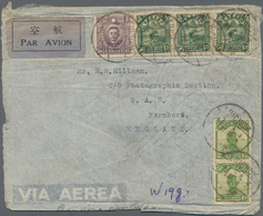 China: 1923/32, Two Airmail Covers: Reaper 50 C. (3) Etc. $1.64 Rate To England "LIUCHOW 24.9.8"via - Andere & Zonder Classificatie