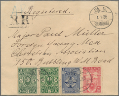 China: 1936, New Life Movement Cpl. Set 2 C.-$1 Tied "SHANGHAI 1.1.36" To Local Cover AR-registered - Sonstige & Ohne Zuordnung