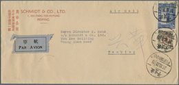 China: 1936 'Chinese Post' 25c. Blue In Combination With 5c. On 16c. Olive-green Used On Airmail Cov - Autres & Non Classés