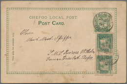 China - Lokalausgaben / Local Post: Cheefoo, 1893, Stationery Card 1/2 C. Green Uprated 1 /2 C. Gree - Other & Unclassified