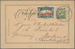 China - Lokalausgaben / Local Post: Chefoo, Card 1/2 C. Green Uprated 15 C. Canc. "LOCAL POST CHEFOO - Other & Unclassified