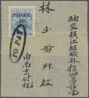 China - Lokalausgaben / Local Post: Chinkiang, Dues, 1895, 2 1/2mm Distance, 1 C. Blue Tied Oval "TO - Otros & Sin Clasificación