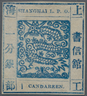 China - Shanghai: 1865, Large Dragon 1 Ca. Blue, Non-seriff, On Thin Paper, All Sides Full Margins, - Other & Unclassified