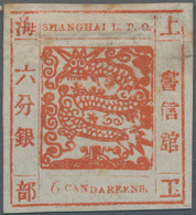 China - Shanghai: 1866, Large Dragon "Candareens" In The Plural, Non-seriff Digits, 6 Ca. Scarlet, T - Other & Unclassified