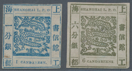 China - Shanghai: 1866, Large Dragons, Candareen, Roman Letter "1", 1 Ca. Blue Unused No Gum As Issu - Andere & Zonder Classificatie