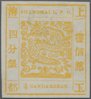 China - Shanghai: 1865, "Candareens." In The Plural, Modern Numeral, 4 Cands. Yellow On Mesh Paper, - Other & Unclassified