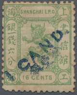 China - Shanghai: 1873/77, 1 Ca. Blue On 16 C. Green, Unused Mounted Mint, A Rarity (Chan LS60, $500 - Other & Unclassified