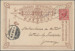 China - Shanghai: 1893, Card 1 C. Brown Canc. Blue "SHANGHAI LOCAL POST F 23 I 96" In Combination Wi - Autres & Non Classés