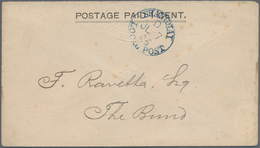China - Shanghai: 1893, Envelope 1 C. W. Embossed Oval Size 137x78 Mm, Canc. Blue "SHANGHAI LOCAL PO - Other & Unclassified