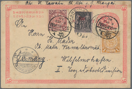 China - Ganzsachen: 1897, ICP 1 C. Canc. Black Pa-kua With "SHANGHAI LOCAL POST C FE 8 98" Alongside - Postcards