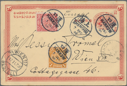 China - Ganzsachen: 1898, Card CIP 1 C. Question Part Uprated 3 C. "HANKOW 3 DEC 00" Via BPO To Vien - Postcards