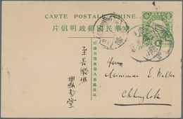 China - Ganzsachen: 1912/36, Four Cards With Kwangtung Boxed Daters: Flag 1 C. (2) Used "Hoshanhsien - Cartoline Postali