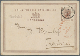 China - Besonderheiten: 1895, Red "C(USTO)MS TIENTSIN APR 20 1895" On Incoming Card Hong Kong QV 4 C - Andere & Zonder Classificatie