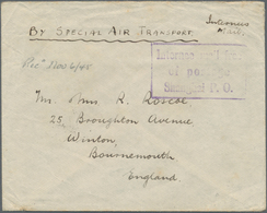 China - Besonderheiten: 1945, INTERNEE SPECIAL AIRMAIL, Stampless Airmail-cover From Japanese Intern - Otros & Sin Clasificación