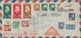 China - Volksrepublik: 1950/51, Registered Air Mail Envelope Addressed To Czechoslovakia, Bearing A - Other & Unclassified