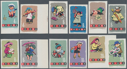 China - Volksrepublik: 1963, Children Imperforated (S54B), Two Sets Of 12, Both Mint No Gum As Issue - Sonstige & Ohne Zuordnung