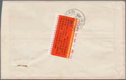 China - Volksrepublik: 1967, 'Yenan Forum 'our Task'' 8 F. Single Franking On Reverse Of Cover Tied - Other & Unclassified