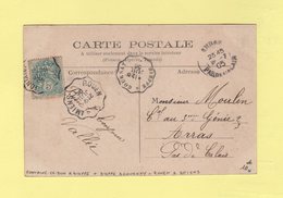 Convoyeur Fontaine Le Dun A Dieppe + Dieppe A Gournay + Rouen A Amiens - Type Blanc - 1905 - Cpa De Luneray - Correo Ferroviario