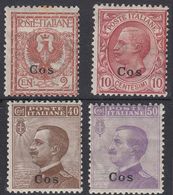 ITALIA - COS - 1912 - Lotto Di 4 Valori Usati MH: Unificato 1, 3, 6 E 7. - Egée (Coo)