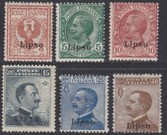 ITALIA - LIPSO - 1912 - Lotto Di 6 Valori Nuovi Non Linguellati: Unificato 1/6. - Ägäis (Lipso)