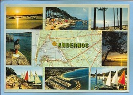 Andernos-les-Bains (33) Les Plages Et Le Port 2 Scans 15-09-1975 Flamme Plan Du Bassin D'Arcachon - Andernos-les-Bains