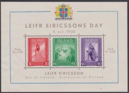 ICELAND - 1938 Leif Ericson Souvenir Sheet. Scott B6. MNH ** - Blokken & Velletjes