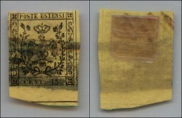 ANTICHI STATI - MODENA - 1852 - 15 Cent Giallo (3) Bordo Di Foglio - Usato (50+) - Sonstige & Ohne Zuordnung