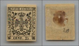 ANTICHI STATI - MODENA - 1852 - 25 Cent (4) - Gomma Originale - Punti Chiari (450) - Sonstige & Ohne Zuordnung