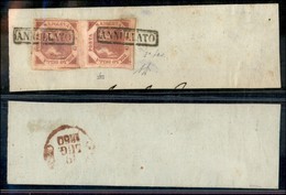 ANTICHI STATI - NAPOLI - 2 Grana (7) - Coppia Verticale Su Testatina Di Lettera Del 19.7.60 Stretto A Destra - Diena - Other & Unclassified