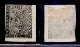 ANTICHI STATI - PARMA - 1852 - 10 Cent (2 - Nero Intenso) - Usato - Angolo Di Foglio - Colpo Di Forbice A Sinistra Nel D - Other & Unclassified