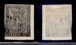 ANTICHI STATI - PARMA - 1852 - 10 Cent (2 - Nero Intenso) - Usato - Angolo Di Foglio - Colpo Di Forbice A Sinistra Nel D - Autres & Non Classés