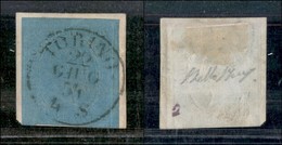 ANTICHI STATI - SARDEGNA - 1853 - 20 Cent (5) Usato Su Frammento - Corto In Basso (475) - Other & Unclassified