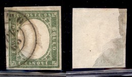 ANTICHI STATI - SARDEGNA - 1862 - 5 Cent (13 Db - Verde Giallastro Chiaro) - Usato (40) - Other & Unclassified