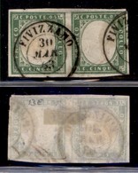 ANTICHI STATI - SARDEGNA - 1863 - 5 Cent (13 E) - Coppia Usata A Fivizzano - Other & Unclassified