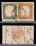 ANTICHI STATI - SARDEGNA - 1863 - 5 Cent (13 Ea) + 10 Cent (14 Dg) Usati A Volterra Su Frammento - Altri & Non Classificati