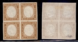 ANTICHI STATI - SARDEGNA - 1863 - 10 Cent (14 E) In Quartina - Gomma Originale - Altri & Non Classificati