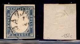 ANTICHI STATI - SARDEGNA - 1861 - 20 Cent (15 Dc - Azzurro Oltremare) Usato A Mazzara - Other & Unclassified