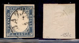 ANTICHI STATI - SARDEGNA - 1861 - 20 Cent (15 Dc - Azzurro Oltremare) Usato A Mazzara - Autres & Non Classés