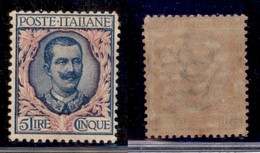 REGNO - REGNO - 1901 - 5 Lire Floreale (78) - Gomma Originale (80) - Otros & Sin Clasificación