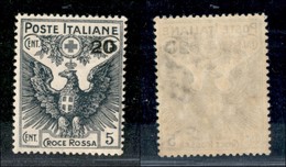 REGNO - REGNO - 1916 - 20 Cent Su 1+5 Cent Croce Rossa (105) - Gomma Originale (40) - Andere & Zonder Classificatie