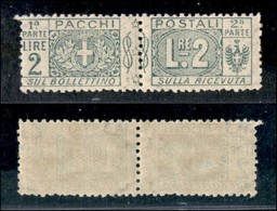 REGNO - REGNO - 1914 - 2 Lire Pacchi Postali (13) - Gomma Integra (150) - Andere & Zonder Classificatie