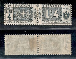 REGNO - REGNO - 1914 - 4 Lire Pacchi Postali (15) - Gomma Originale (90) - Sonstige & Ohne Zuordnung