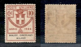 REGNO - REGNO - 1924 - 10 Cent Bibliot. Circolanti Milano (14 - Parastatali) - Gomma Originale (90) - Otros & Sin Clasificación