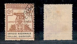 REGNO - REGNO - 1924 - 30 Cent Ufficio Nazionale Colloc. Disoccup. (65 - Parastatali) - Usato (120) - Other & Unclassified