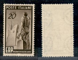 REPUBBLICA - REPUBBLICA - 1949 - 20 Lire ERP (603) - Gomma Integra (70) - Sonstige & Ohne Zuordnung