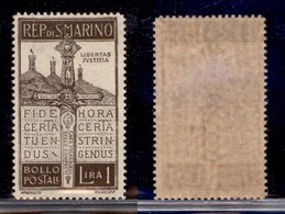 SAN MARINO - SAN MARINO - 1923 - 1 Lira Pro Volontari (97) - Gomma Originale - Other & Unclassified