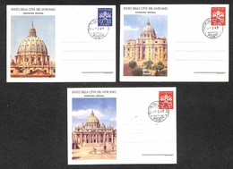 VATICANO - VATICANO - Cartoline Postali - 1949 - Vedute (C6-1 + C7-1/2) - Tre Diverse FDC 1.3.1949 (105) - Altri & Non Classificati
