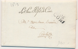 LAC DEPARTEMENTS CONQUIS - LAC - 105 CONI - 1813 - Pr Centullo - Avec Marque De Franchise " Le Sous-Prefet De Coni" - TB - 1801-1848: Voorlopers XIX