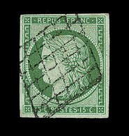 O EMISSION CERES 1849 - O - N°2 - 15c Vert - Signé Scheller - TB - 1849-1850 Ceres