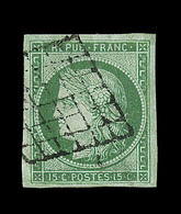 O EMISSION CERES 1849 - O - N°2 - 15c Vert - Obl Grille - Belles Marges - Signé - TB - 1849-1850 Ceres